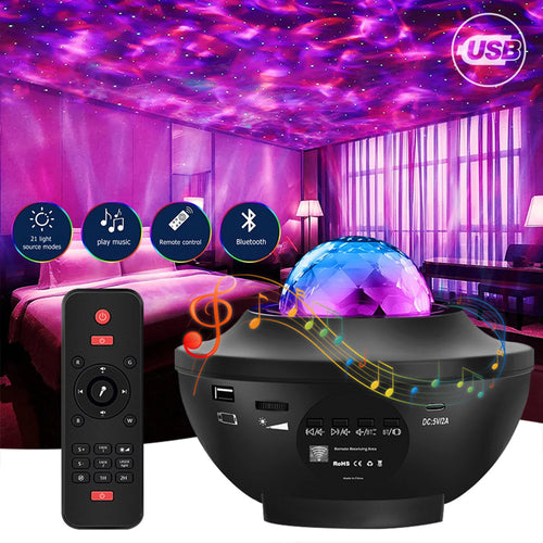 Colorful Starry Projector Galaxy Night Light Child Bluetooth USB Music Player Star NightLight Romantic Projector Night Lamp Gift