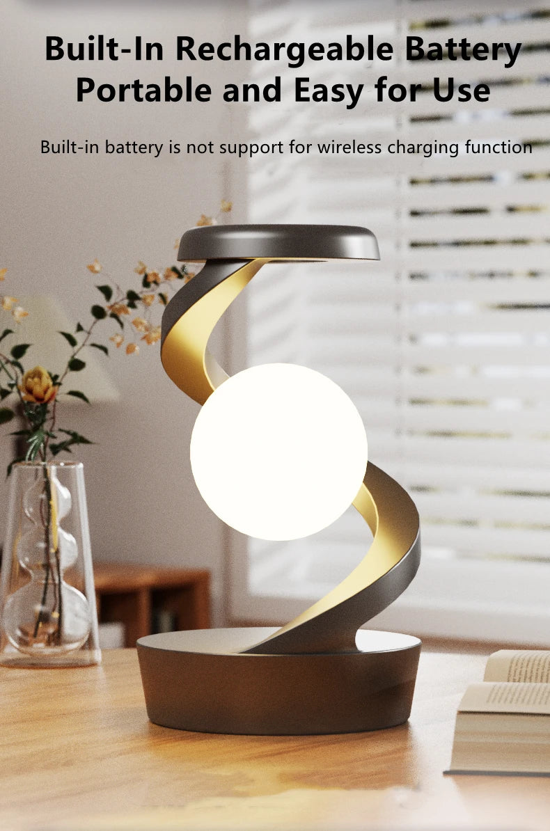 Creative Table Lamp, Rotating Floating lamp, 15W Wireless Charger, Mobile Phone Wireless Charger, RGB Atmosphere Night Light