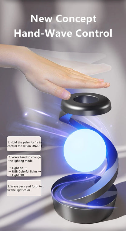 Creative Table Lamp, Rotating Floating lamp, 15W Wireless Charger, Mobile Phone Wireless Charger, RGB Atmosphere Night Light