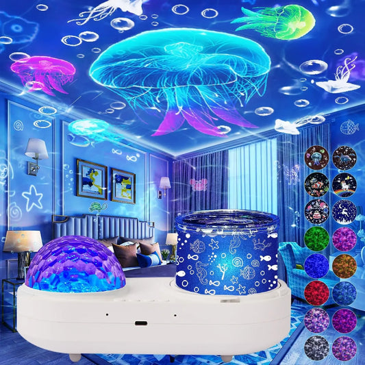 Ocean Jellyfish Lamp Projector for Kids Star Galaxy Night Light with 360° Rotation Room Birthday Christmas Gifts for Boys Girls