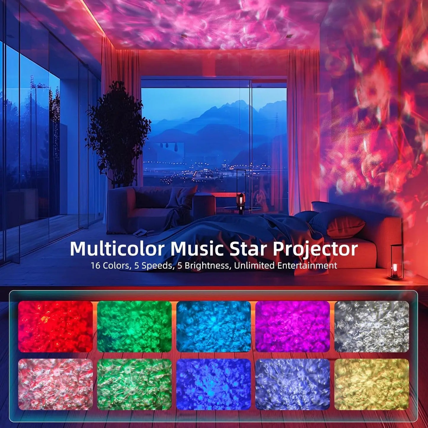 Colorful Starry Projector Galaxy Night Light Child Bluetooth USB Music Player Star NightLight Romantic Projector Night Lamp Gift